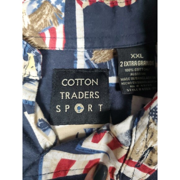 Cotton‎ Traders Sport Mens XXL Long Sleeve Button Up Shirt Flags President Vntg - Picture 3 of 6
